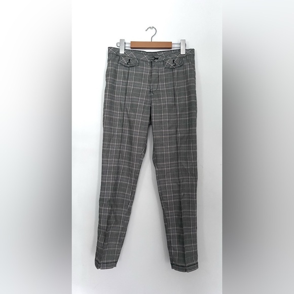 Free People Womens Tailored Plaid Short Pants cropped ankle  size 6 - Picture 11 of 13